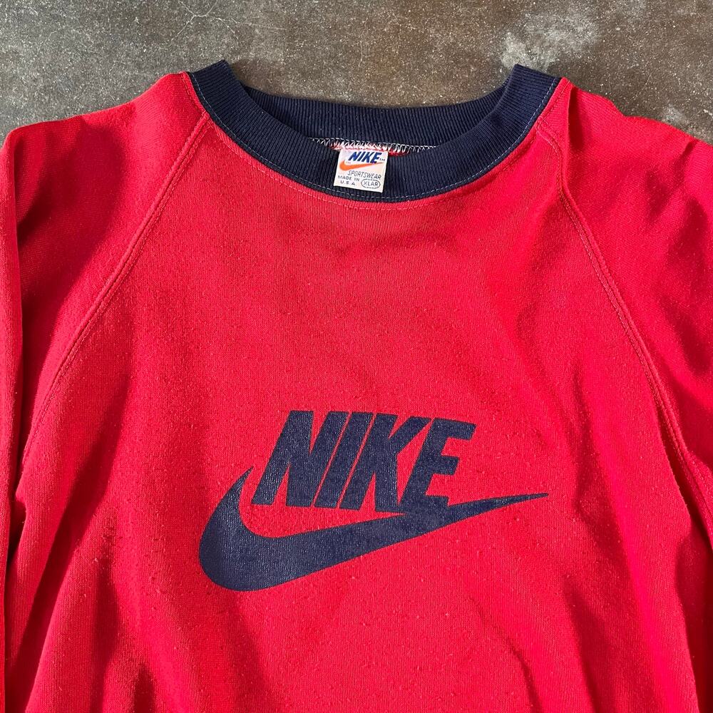 Rare 70s true vintage Nike orange tag youth red/blue sweater